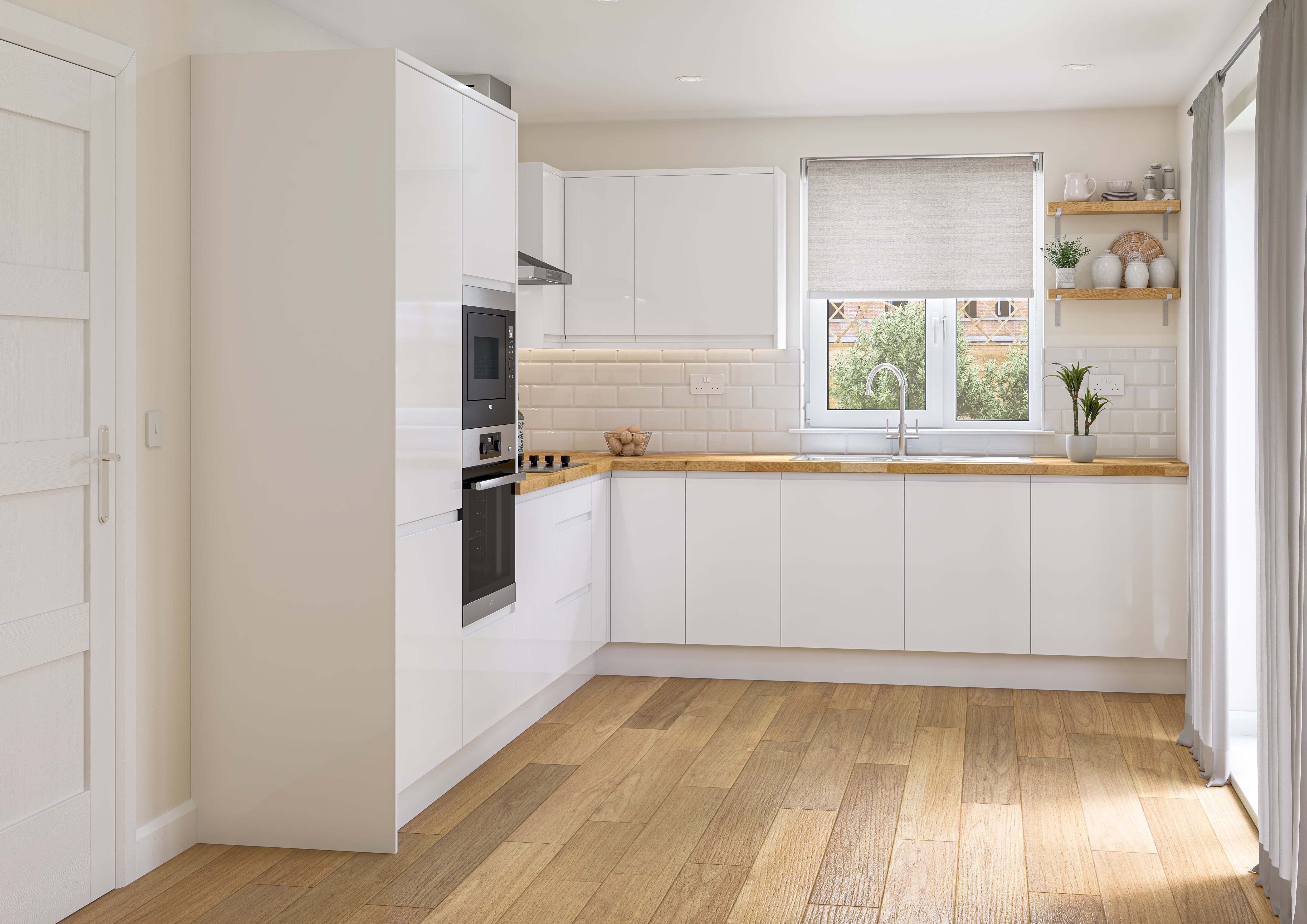 Arlo Gloss White kitchen with quartz worktop